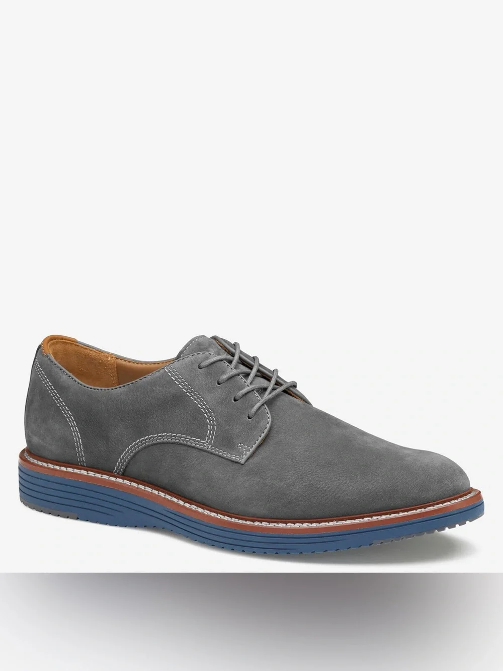 $169 Johnston & Murphy Upton Gray Lace-Up Derby Shoes with Brown Trim